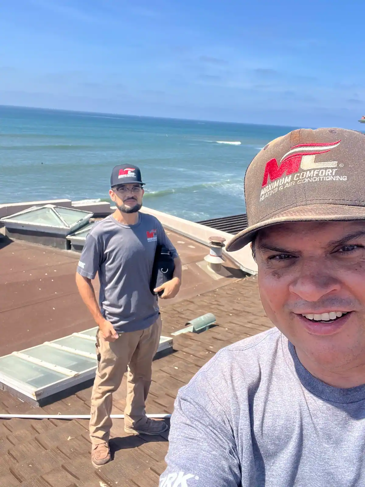 Maximum Comfort HVAC installation team working on the La Jolla heating and cooling replacement