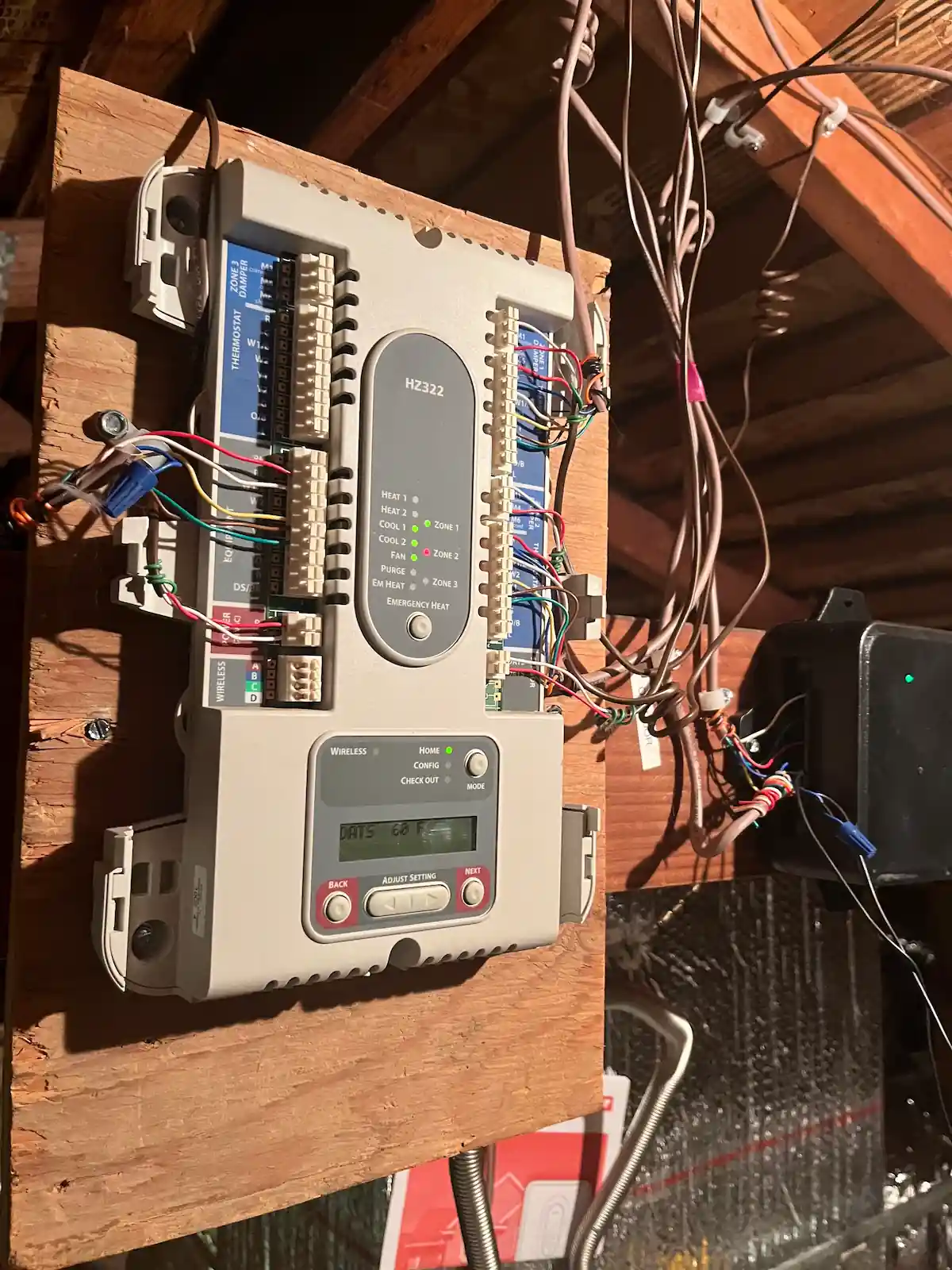 Honeywell HVAC zoning control panel installed by Maximum Comfort in a La Jolla home